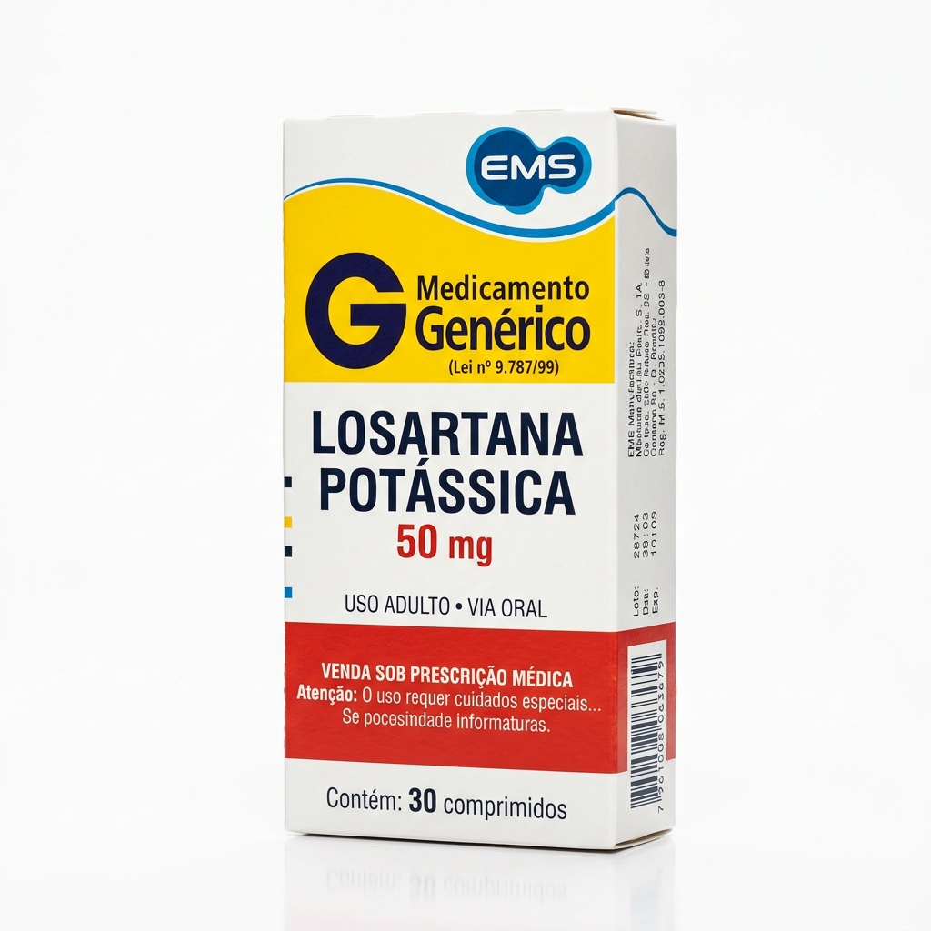 Losartana Potássica 50mg com 30 Comprimidos (Genérico EMS)